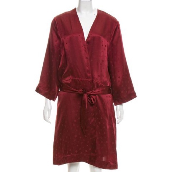 Ganni Dresses & Skirts - Ganni burgundy 100% silk robe dress
